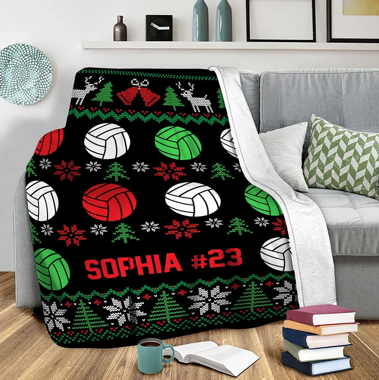 Personalized Christmas Volleyball Blanket|BKKid208[personalized name blankets][custom name blankets]