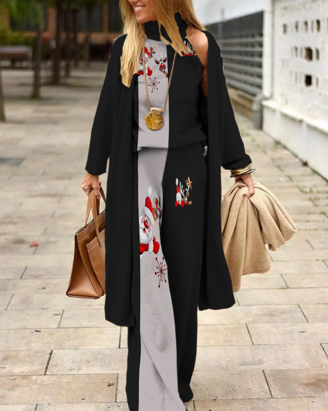 Herringbone Sweater Three-Piece Suit 70d5