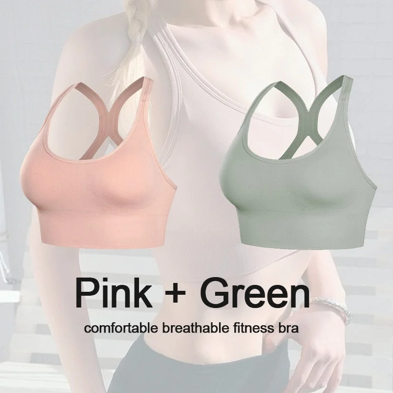 1/2PCS Women Bra Sexy Push Up Bras Fitness Seamless Bralette Female Brassiere Tank Tops Gather Shockproof Pad Underwear Lingerie