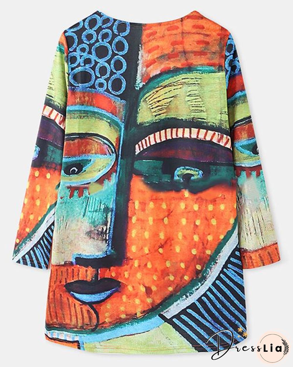 Casual Round Neck Loose Fit Graffiti Blouses