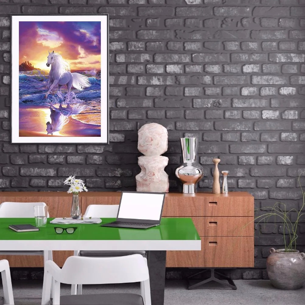 Diamond Painting - Full Round Drill - White Horse(30*40cm)