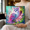 Framed Diamond Painting - Special Shaped - Pink Owl (25x25cm)