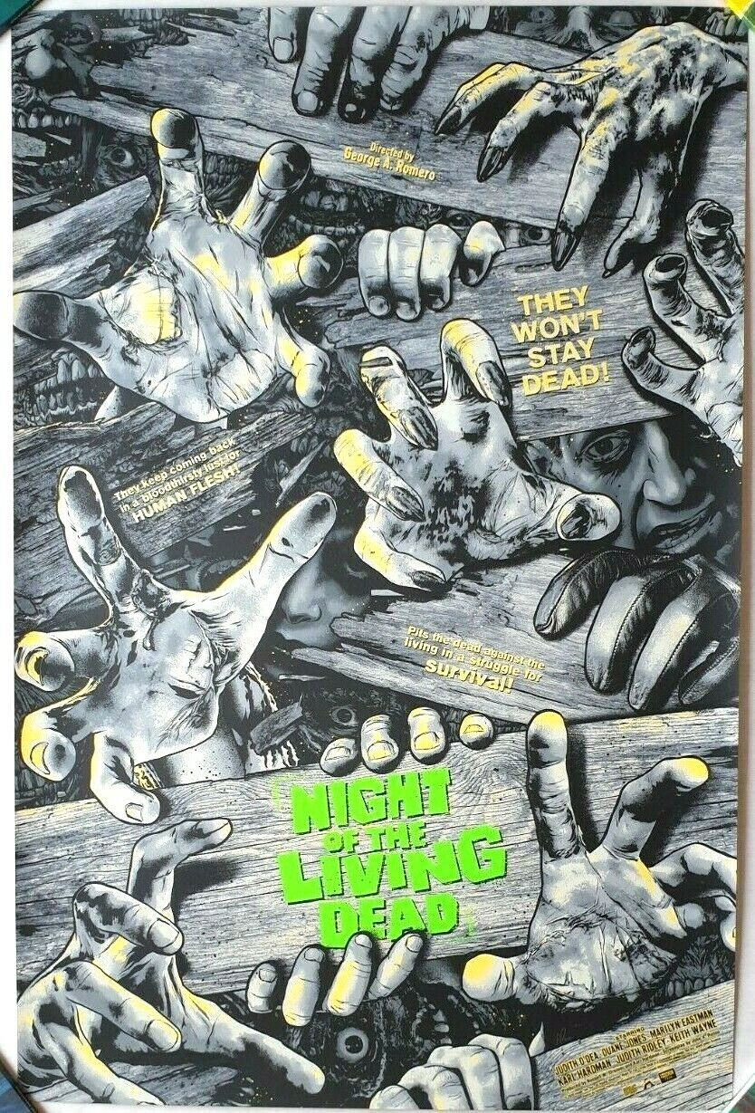 ANTHONY PETRIE - NIGHT OF THE LIVING DEAD Screen Print Poster YELLOW VARIANT