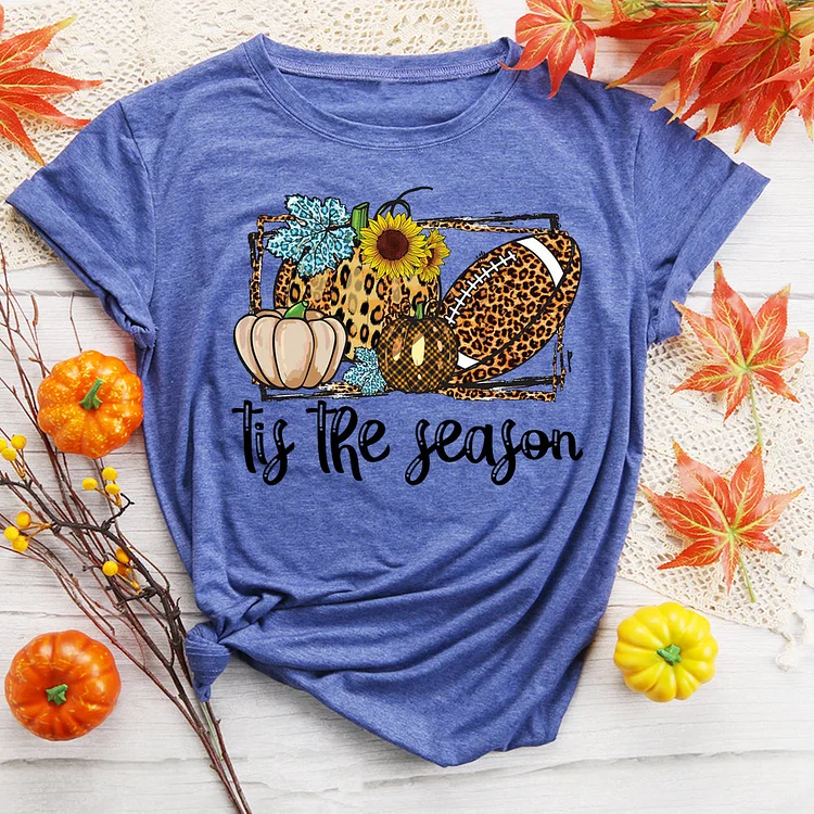 Tis The Season Leopard Pumpkin Sunflower T-Shirt-599786