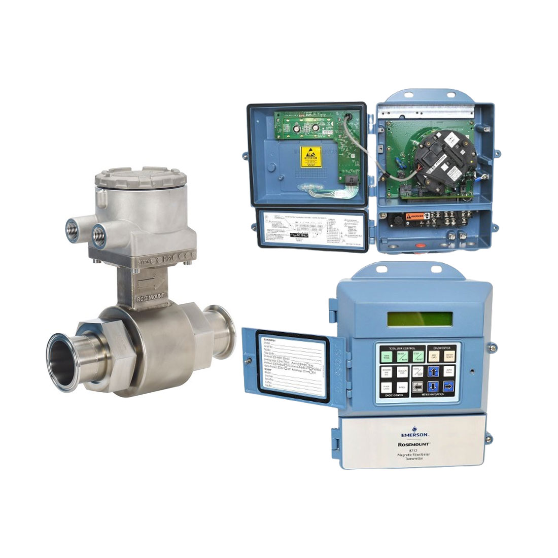 rosemount,Rosemount M-8712E Transmitter and 8721040 Sensor  | Rosemount 8721 Hygienic Magnetic Flow Meter