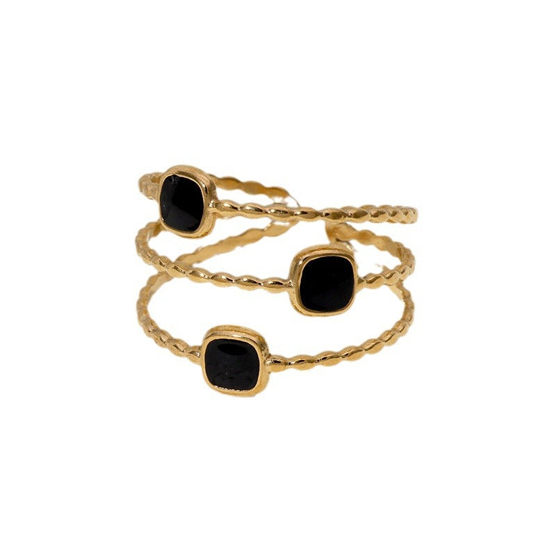 Open Ring Minimalist Quadrilateral Geometric Stainless Steel Electroplating Rings