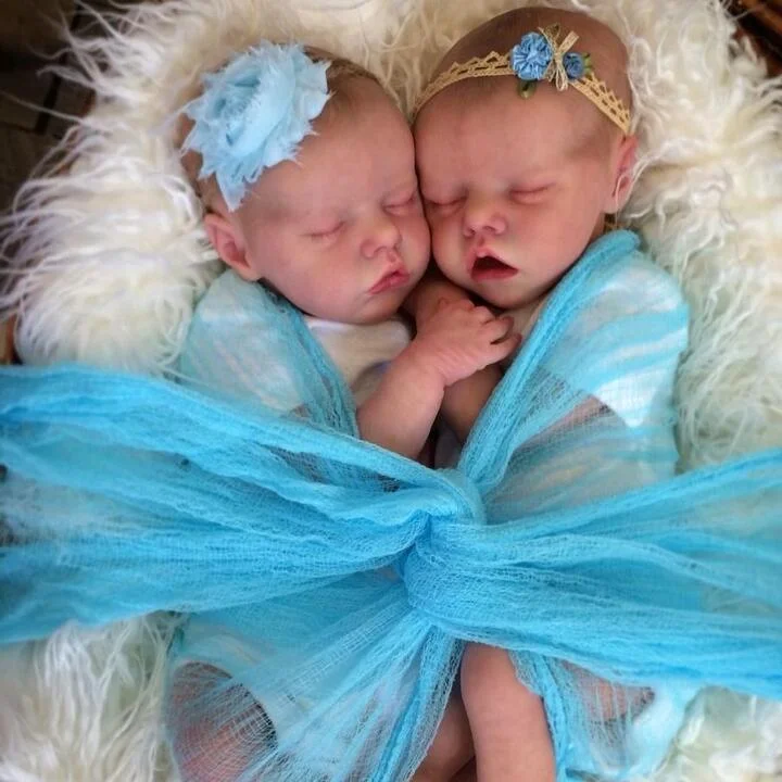 GSBO-Cutecozylife-12'' Real Lifelike Reborn Twins Sister Amy and May Reborn Baby Doll Girl by Creativegiftss®