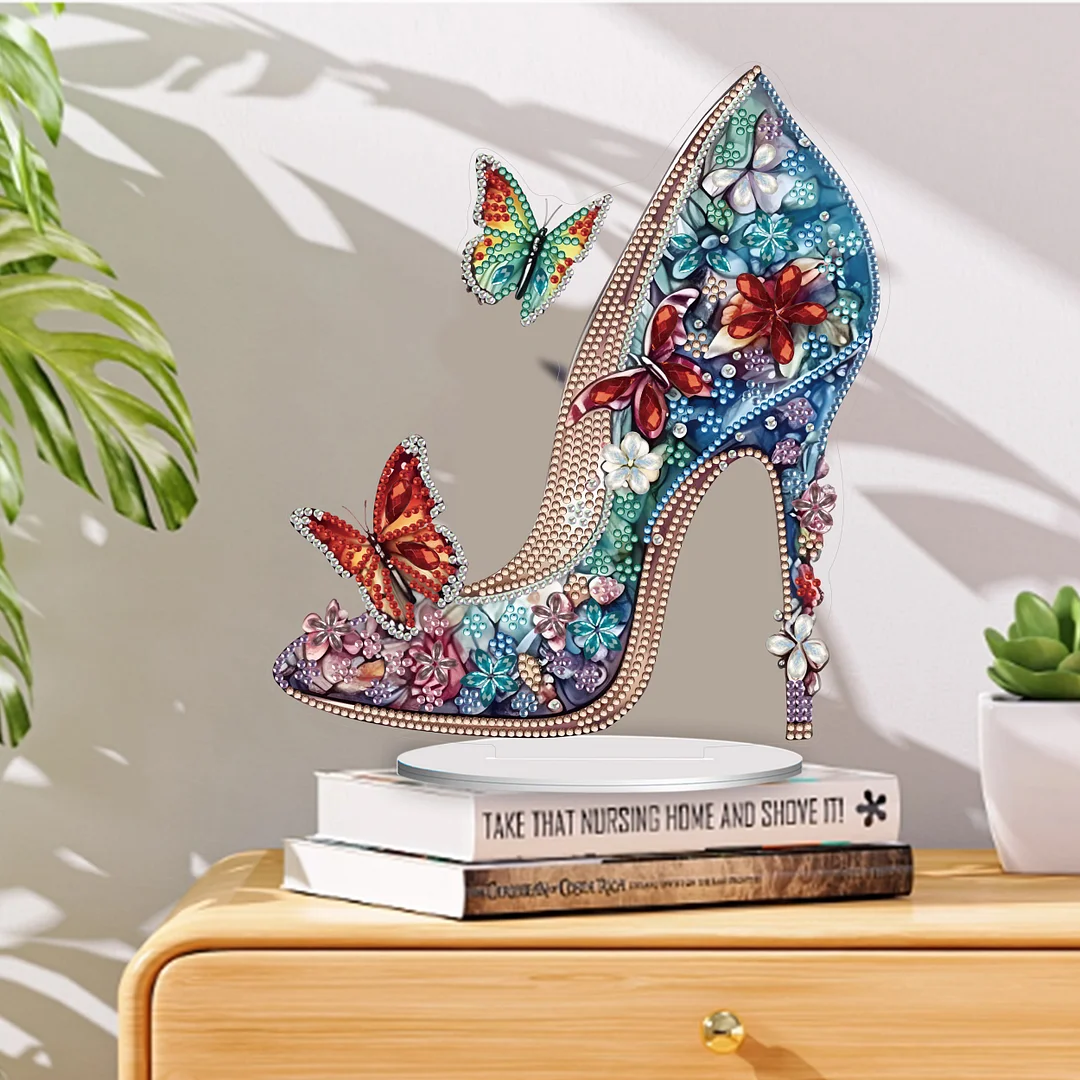 DIY High Heels Single Sided Diamond Painting Acrylic Tabletop Ornaments for Office Decor