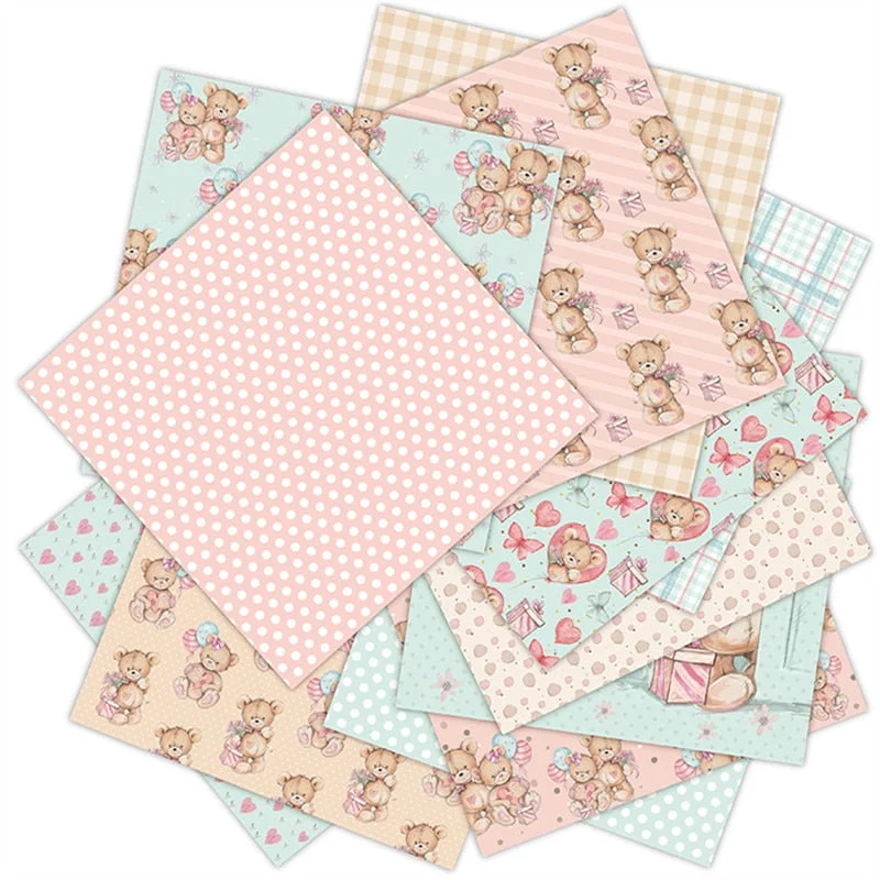 12pc petit ours patterned paper Scrapbooking paper pack handmade craft paper craft Background pad