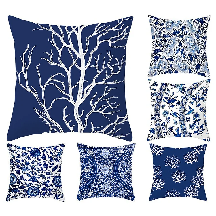 Dark Blue Abstract Pillowcase Sofa Cushion Cover