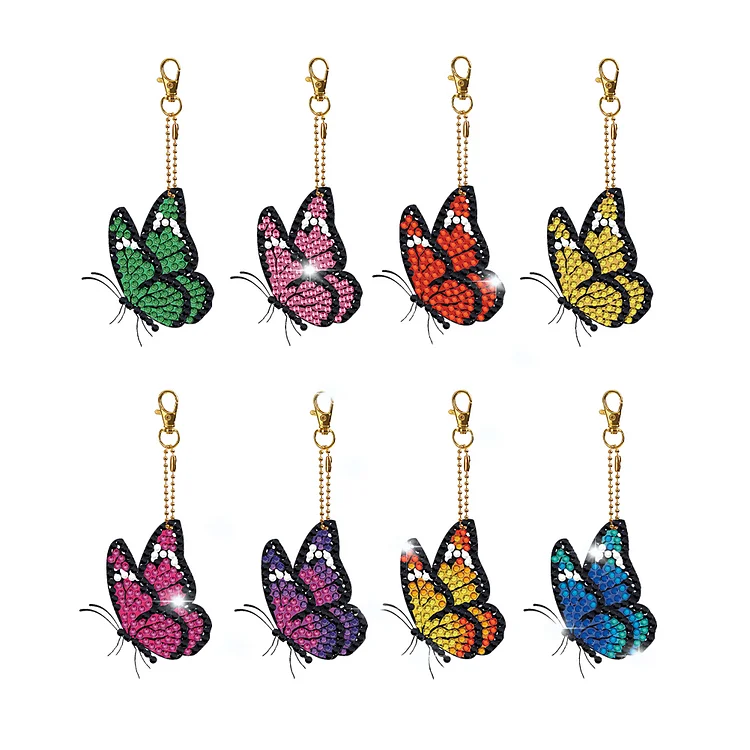 Butterfly - Keychain - DIY Diamond Crafts(8pcs)