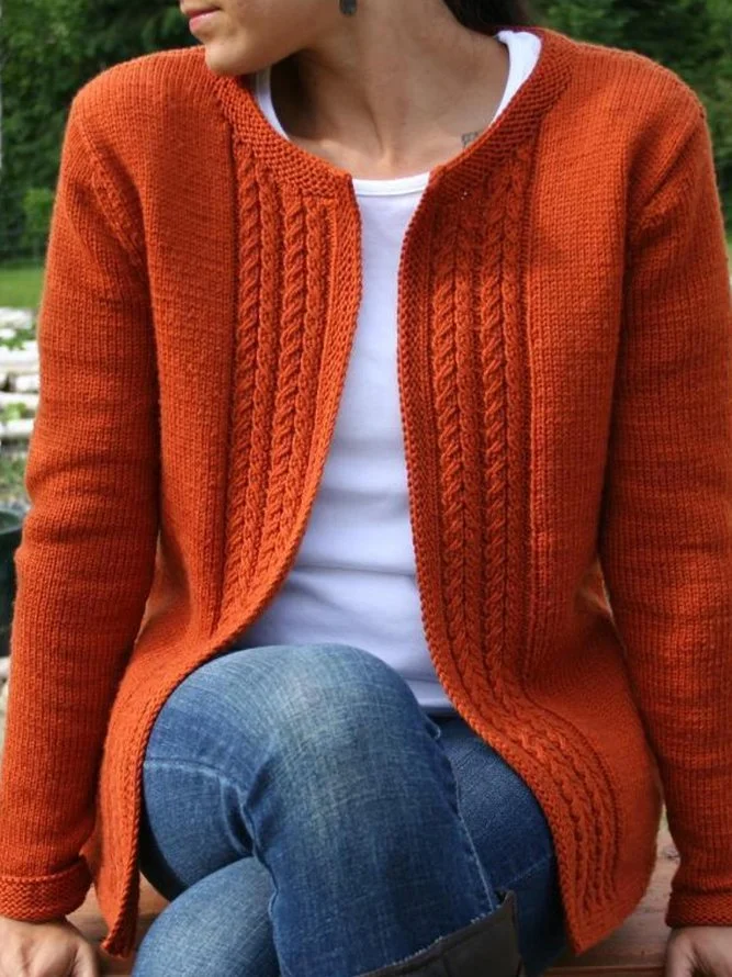 Casual Vintage Knitted Solid Sweater