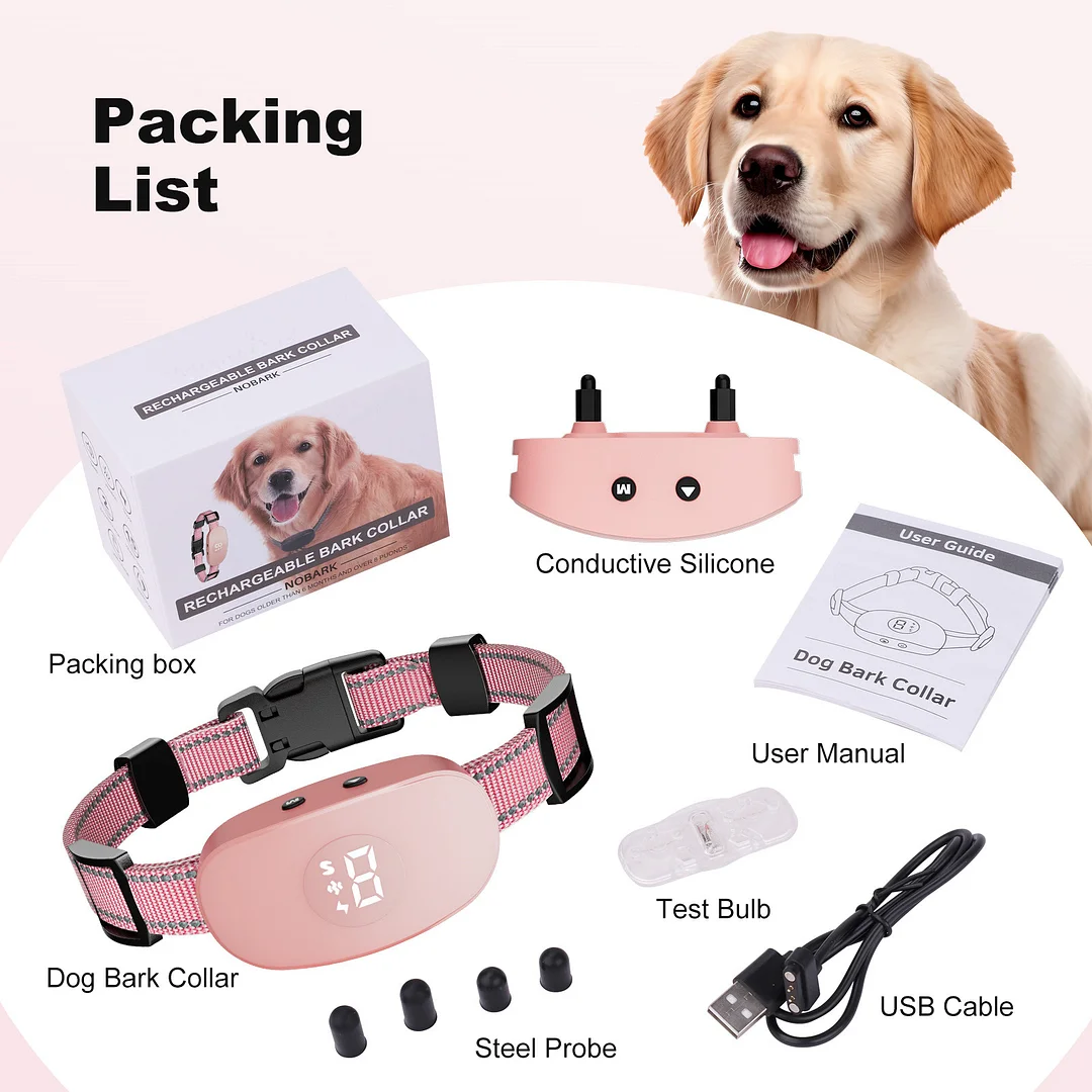 BEBANG Bark Collar for Dogs, 3 Modes Beep Vibrate Shock, Dog Shock Collar for Small Medium Large Dogs, Bark Collar for Dogs in Humane Effective Training Methods
