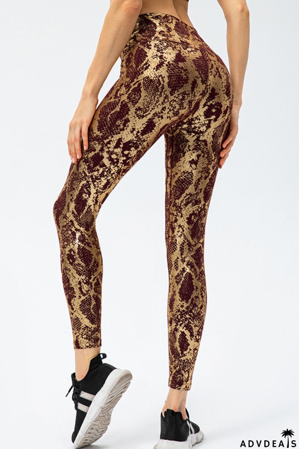 Animal Print Slim Fit Wide Waistband Long Sports Pants