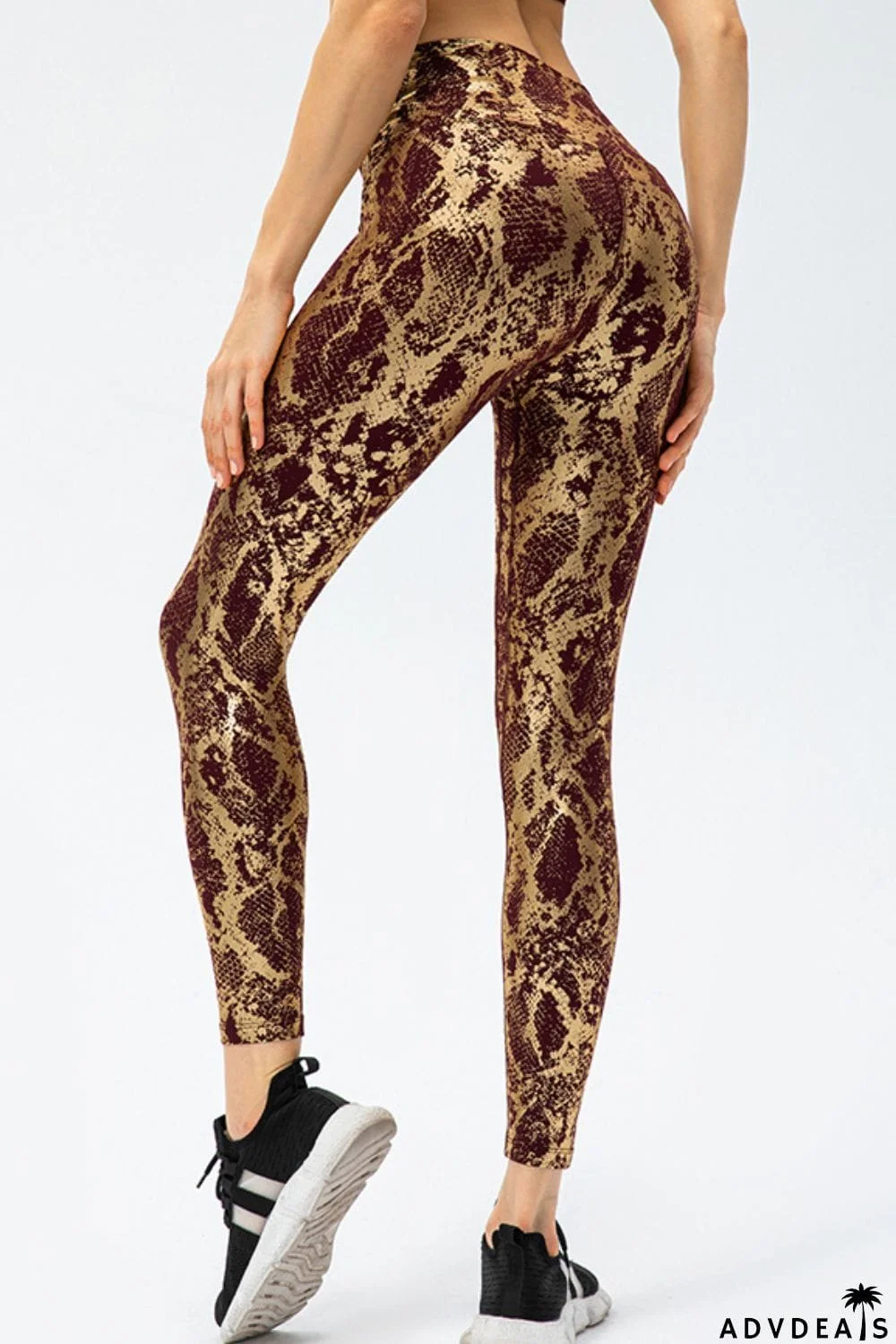 Animal Print Slim Fit Wide Waistband Long Sports Pants