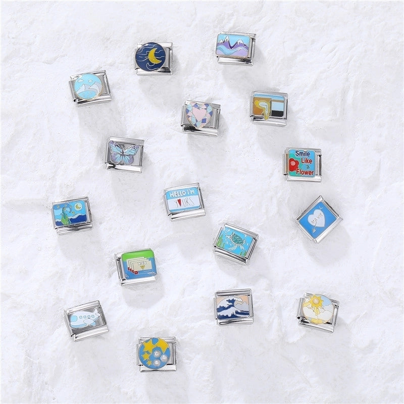 Charms Module Handmade Blue Color Italian Accessories Personalized Creative Stitching Bracelet Vintage Bracelet3