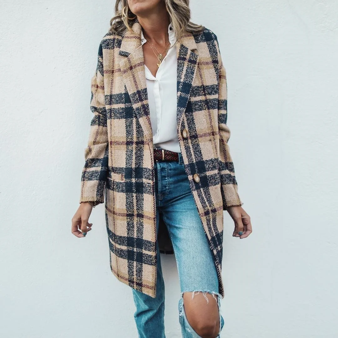 Fashion Plaid Long Coat