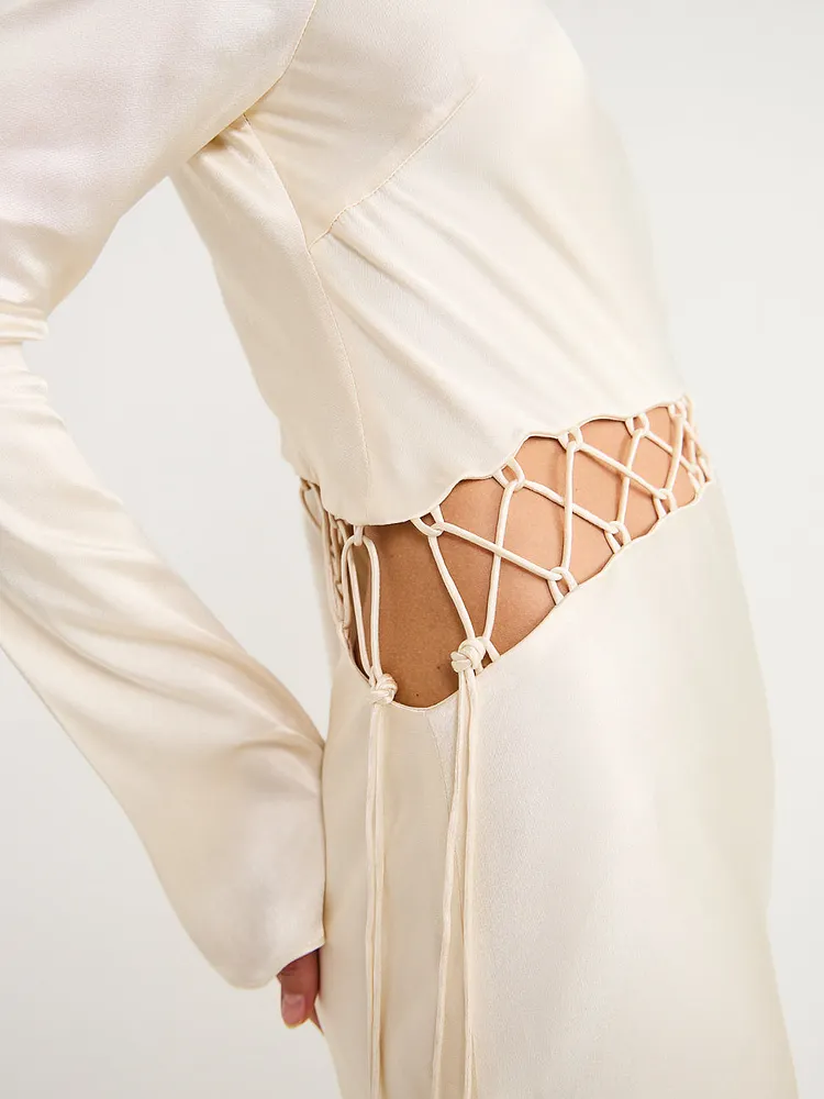 Shona Joy Arienzo Asymmetrical Lace Up Maxi Dress in Cream Shona Joy Arienzo Asymmetrical Lace Up Maxi Dress in Cream
