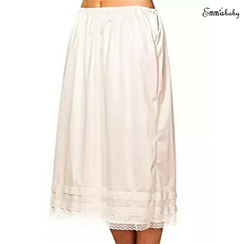 Abebey Womens Lace Underskirt Petticoat Under Dress Long Skirt Safety Skirt Oversize