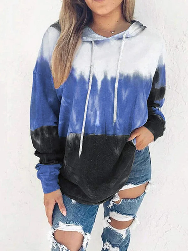 Gradient Color Drawstring Hooded Sweatshirt