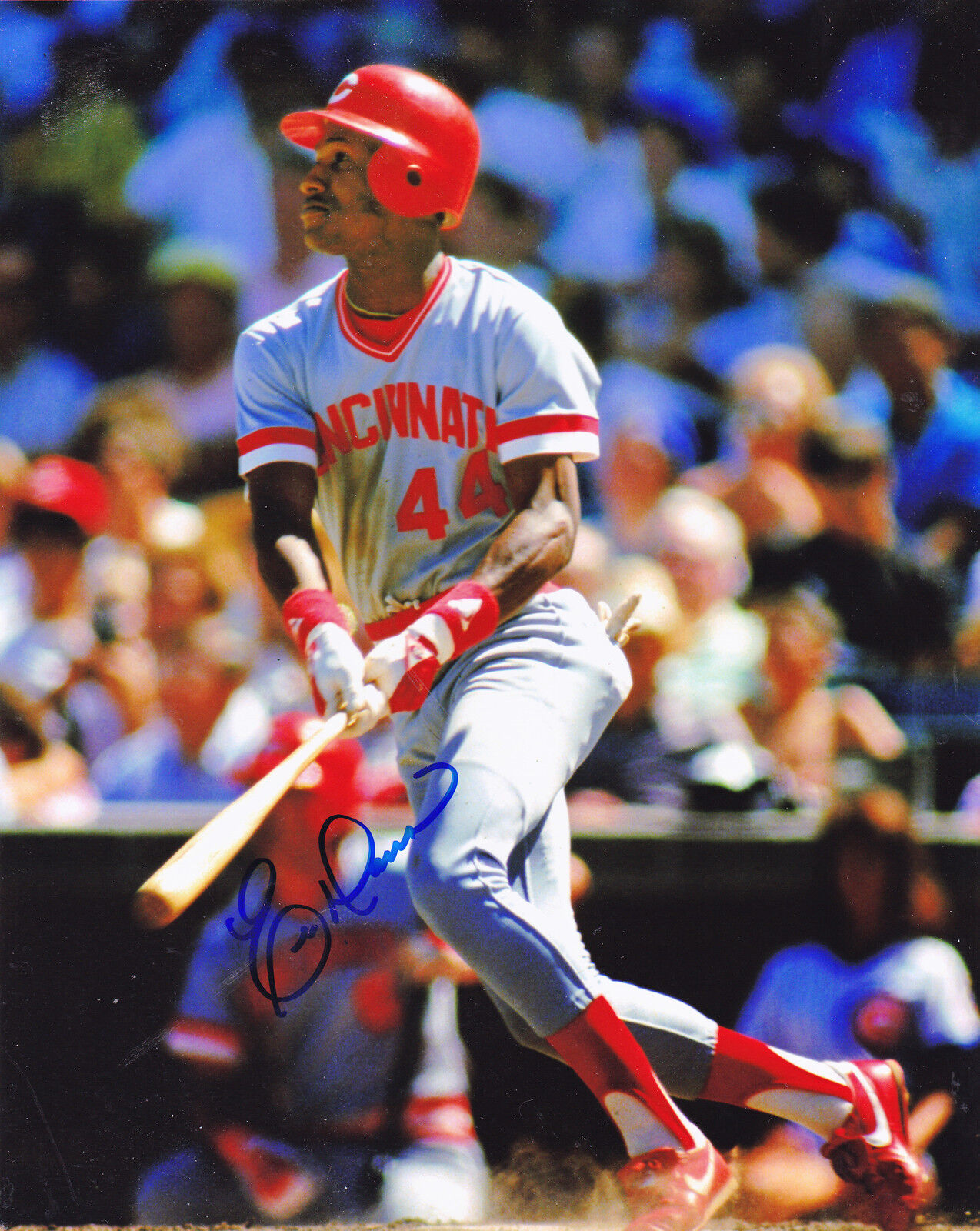 ERIC DAVIS CINCINNATI REDS ACTION SIGNED 8x10