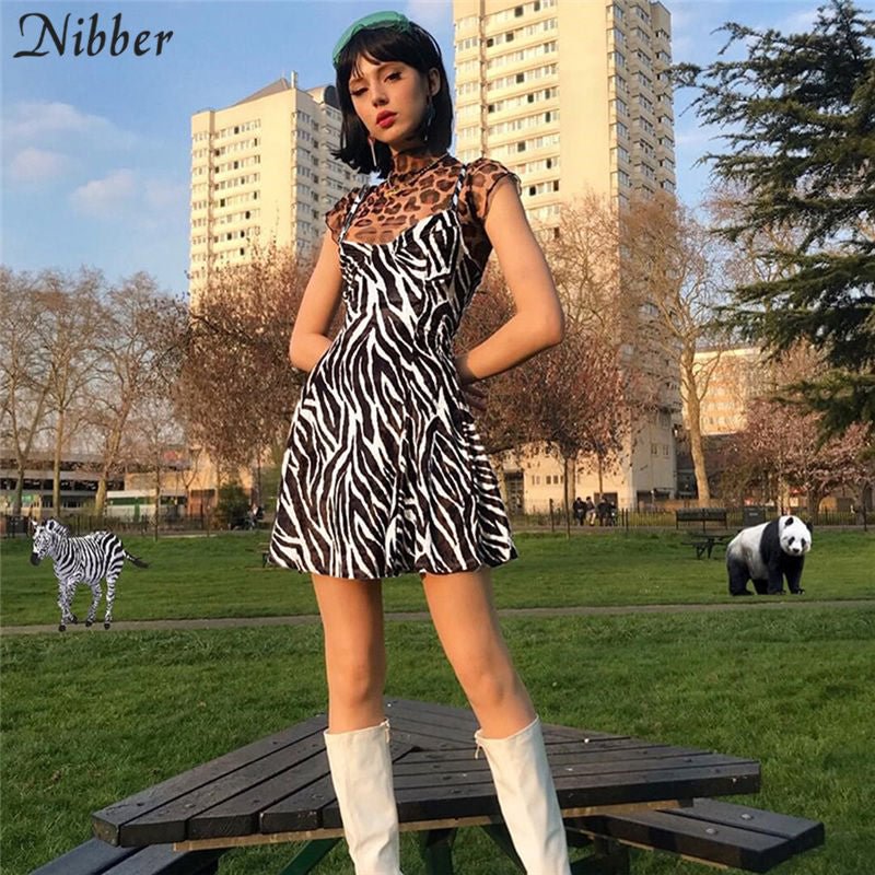 Nibber Sweet Cute basic print sleeveless Pleated dresses 2021 summer wild streer casual mini dresses mujer fashion Street wear