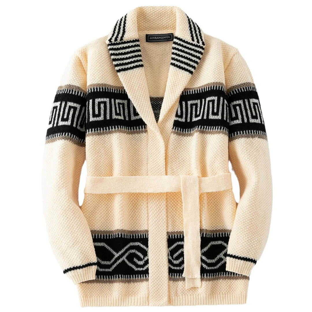 Uveng Uveng Men's Autumn And Winter Thicker Knitted Knitted Shirt Retro-Pined Thick Knitted Sweater Jacket SY0085