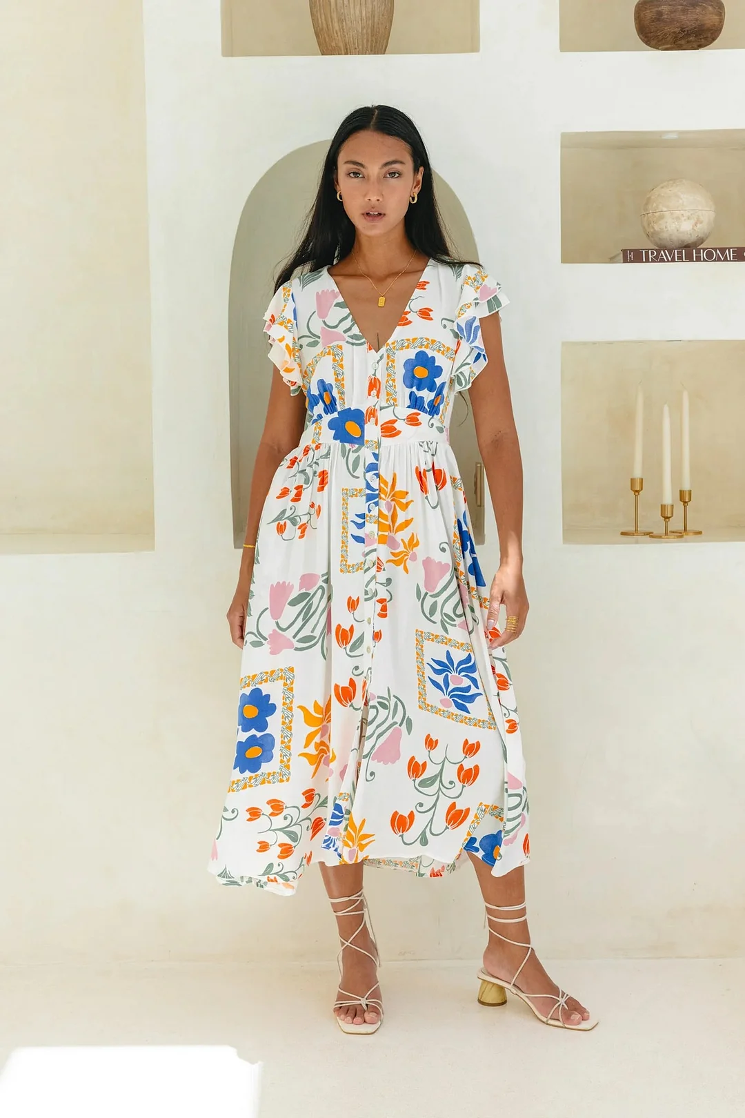 Brownm Brownm 24 Spring / Summer Flower Print Single Breasted Dress 88157