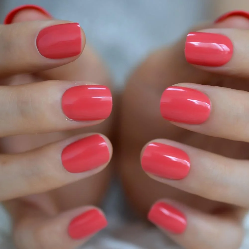 Classical Normal Size French Nail Nude White Tip Glossy Press On Fingernals for daily with glue sticker 24 928-Nail Inspo