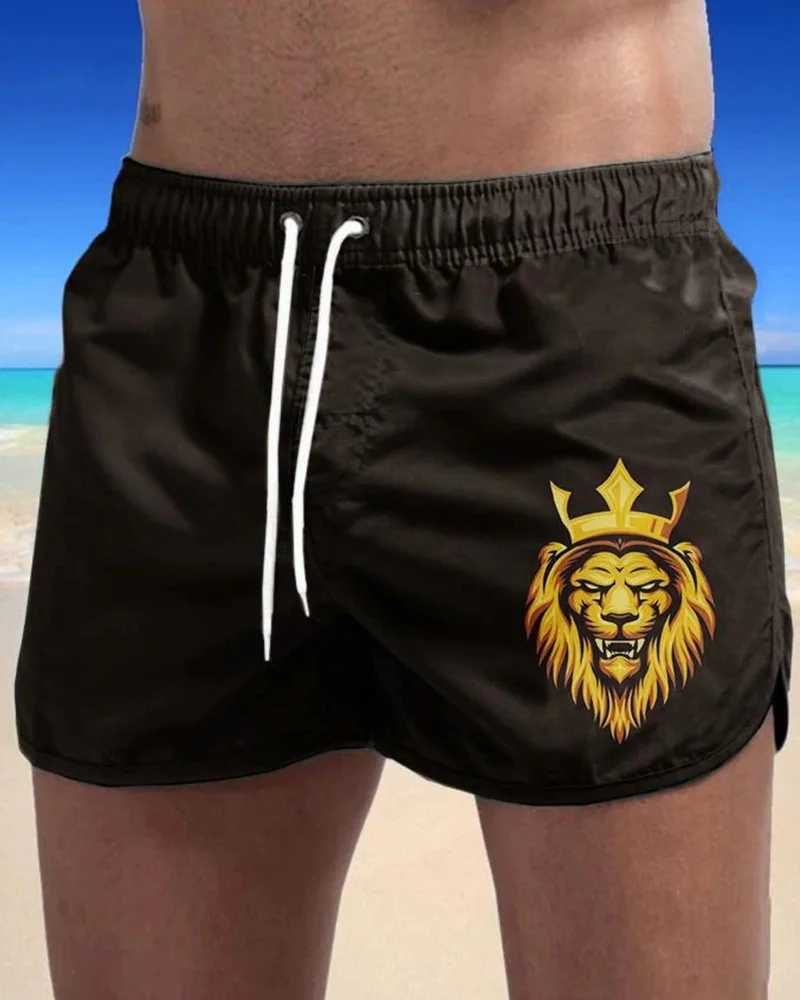 Men's Lion Print Swim Shorts