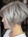 Gray Air Bangs Bobo Head Wig