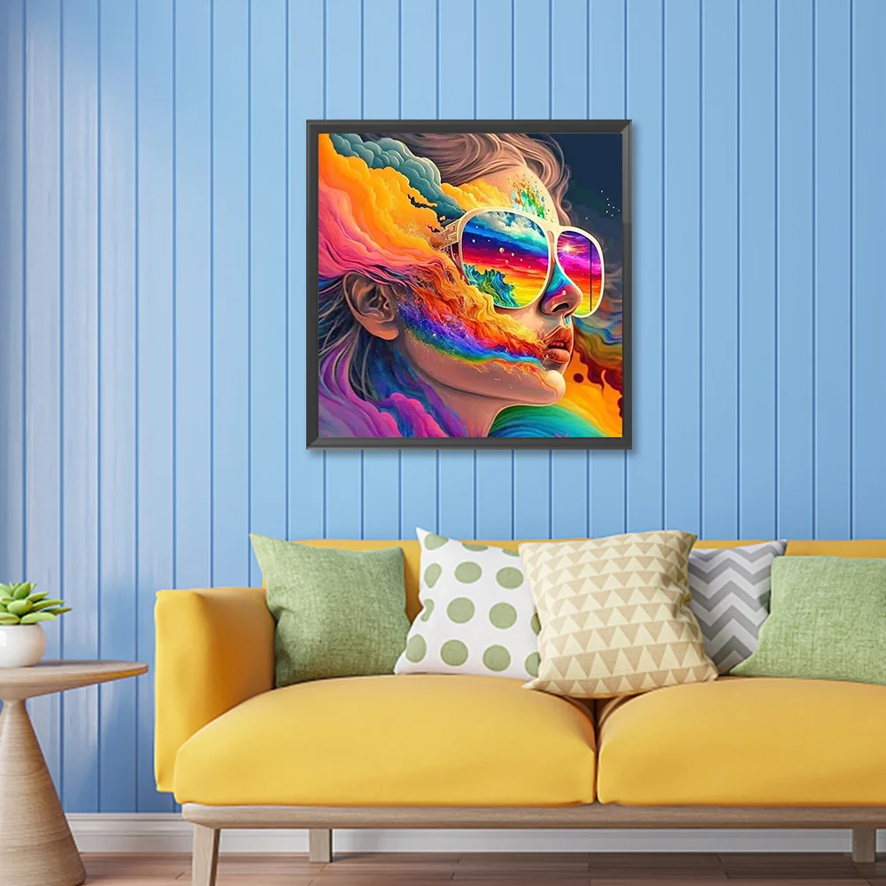 Diamond Painting - Full Round Drill - Rainbow Girl(Canvas|30*30cm)