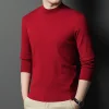 Men's half turtleneck solid color wool sweater