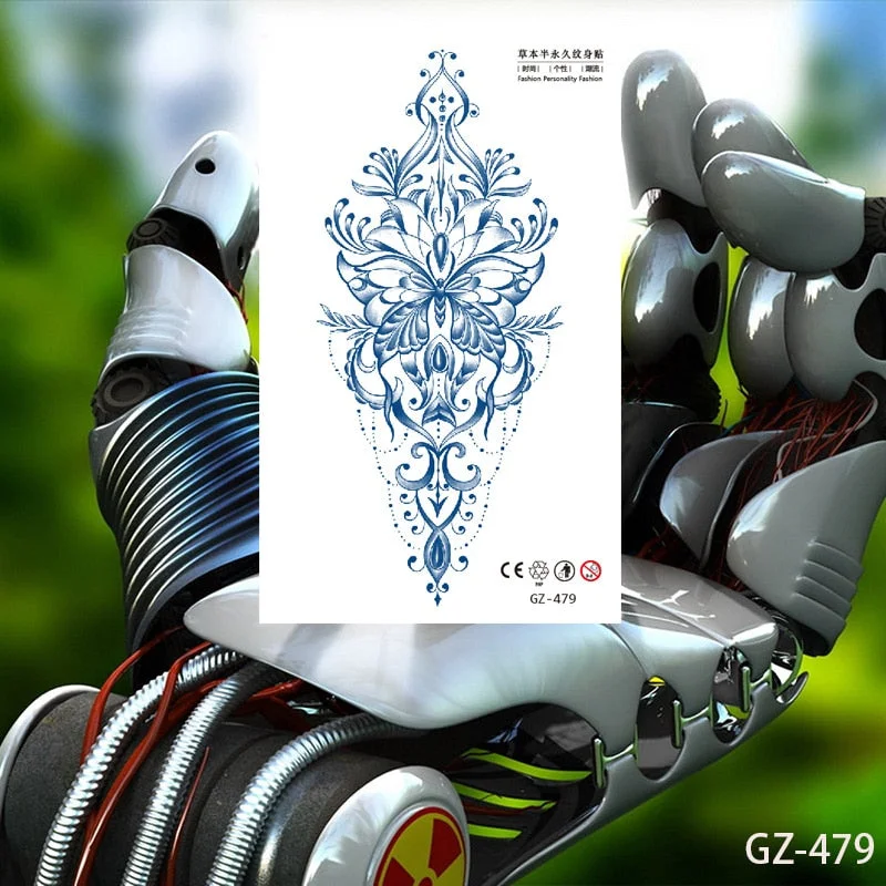 Temporary Waterproof Tattoos Stickers Creative Necklace Flower Juice Ink Lasting Girls Arm Neck Back Waist Buttocks Fake Tatoo