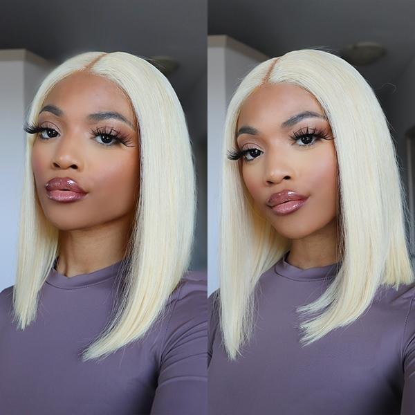 blonde wig middle part