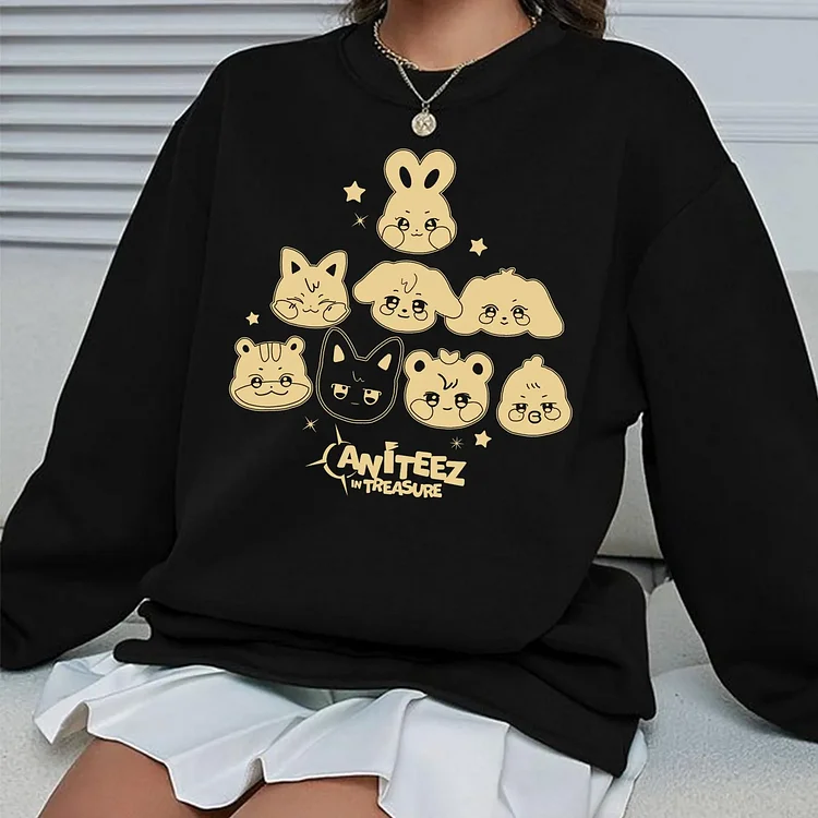 Ateez Aniteez In Treasure Black Sweatshirt officialateezshop