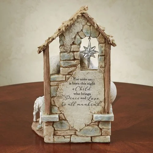 9.5" Holy Family With Bethlehem Star Statue