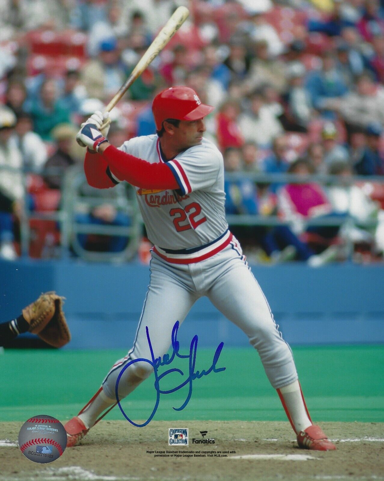 Signed 8x10 JACK CLARK St. Louis Cardinals Autographed Photo Poster painting w/Show Ticket