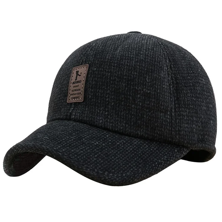 Men Winter Baseball Hat Earflap Style Cotton Suitable for Winter Warmth Cap Outdoor Running Solid color Shading Hat