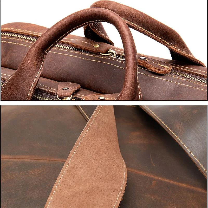Multi-Functional Spacious Interior Comfortable Grab Detachable Sling Strap Genuine Leather Bag