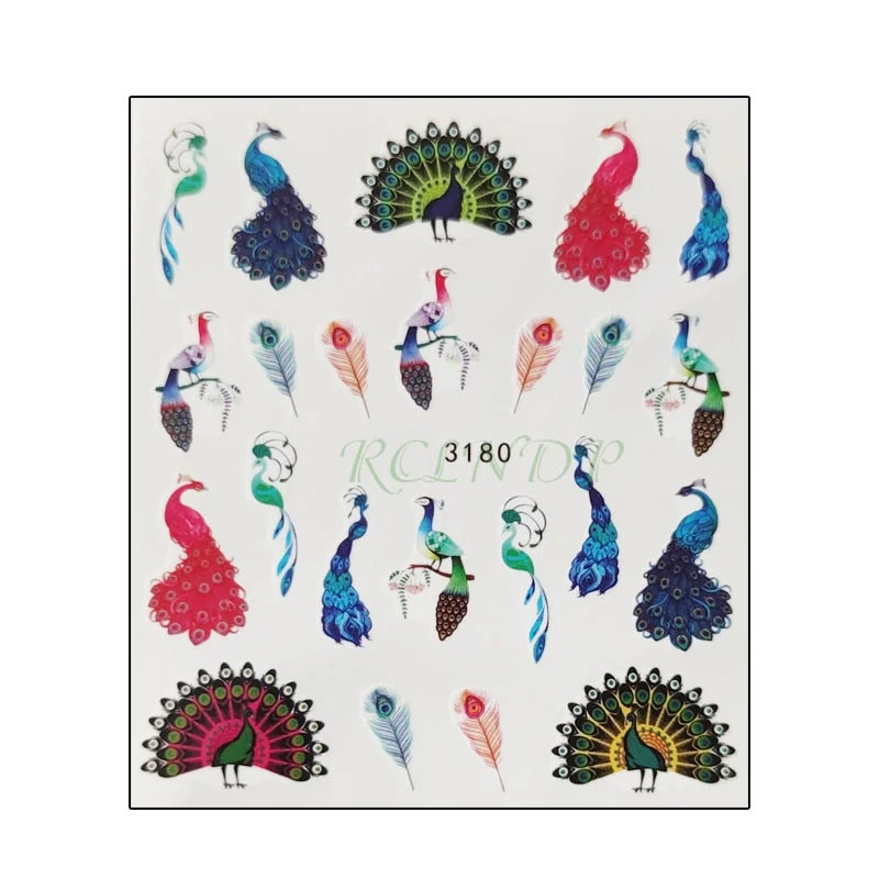 Water sticker for nail art decoration slider skull witch with rose flower watercolor ink design decal lacquer accessoires