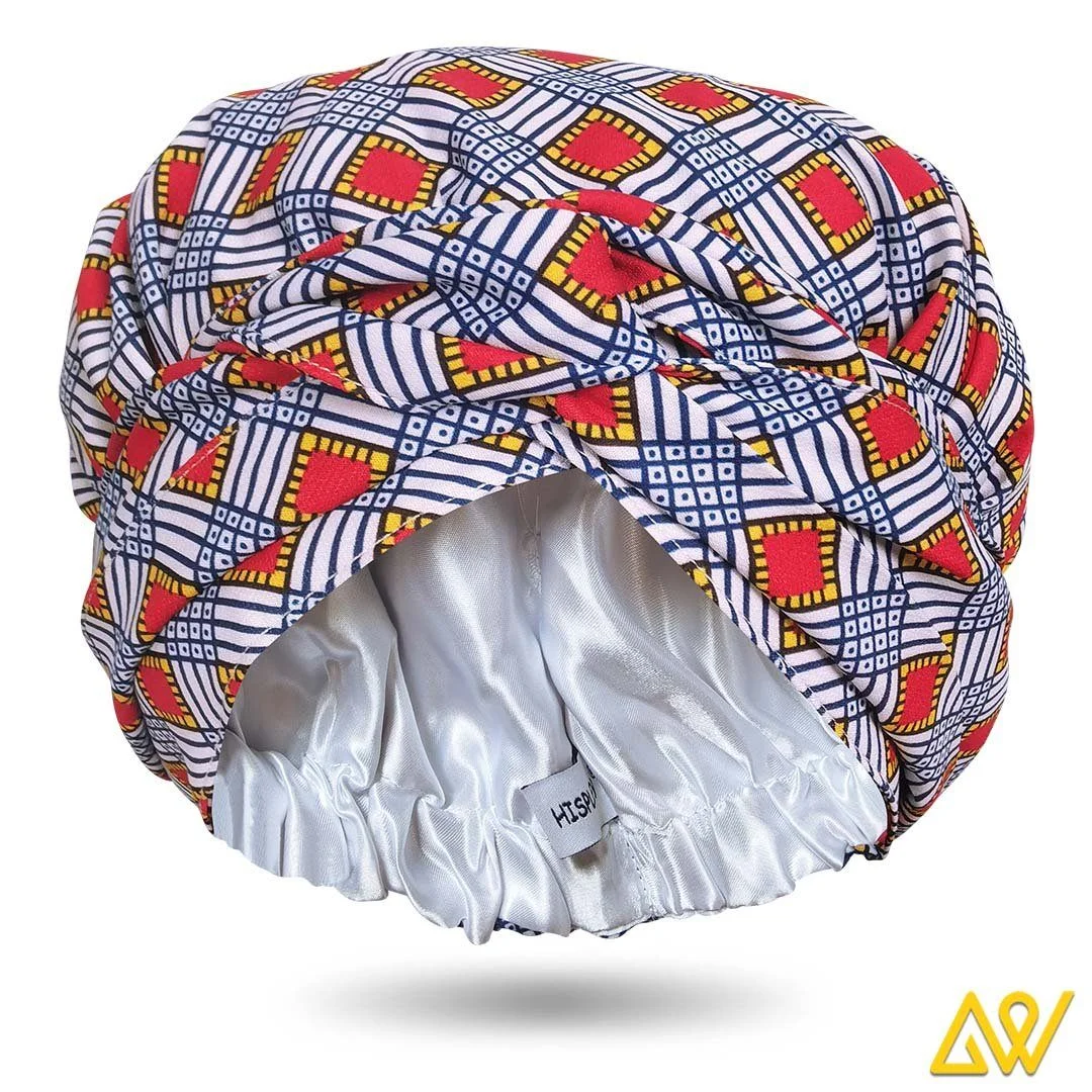 African Print Head Wrap With Satin-Lined-AW1162