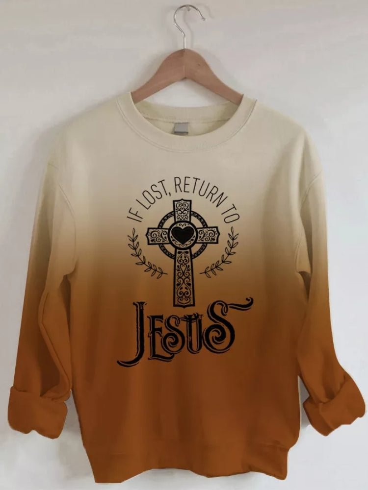 VChics If Lost, Return To Jesus With Cross Sweatshirt