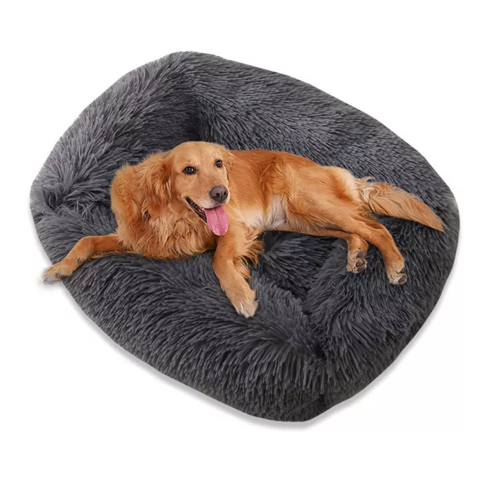 Plush Dog Bed, Calming Dog Bed -Plush Donut Cat & Dog Bed - Cosy Calming Pet Bed