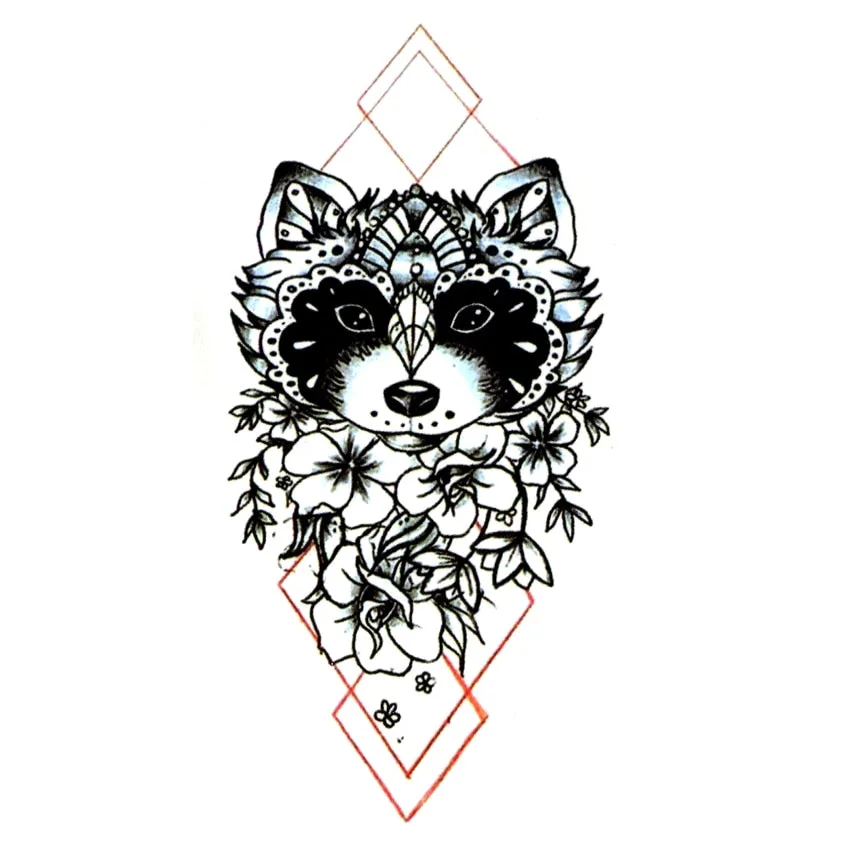 Raccoon Waterproof Temporary Tattoos Men Fake Tattoo Sleeve Harajuku Kids Tattoo The flash Tatoo Temporary Stickers Team Bride