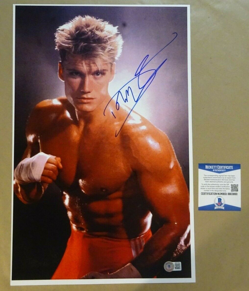 Autographed DOLPH LUNDGREN Signed ROCKY IVAN DRAGO Photo Poster painting 11x17