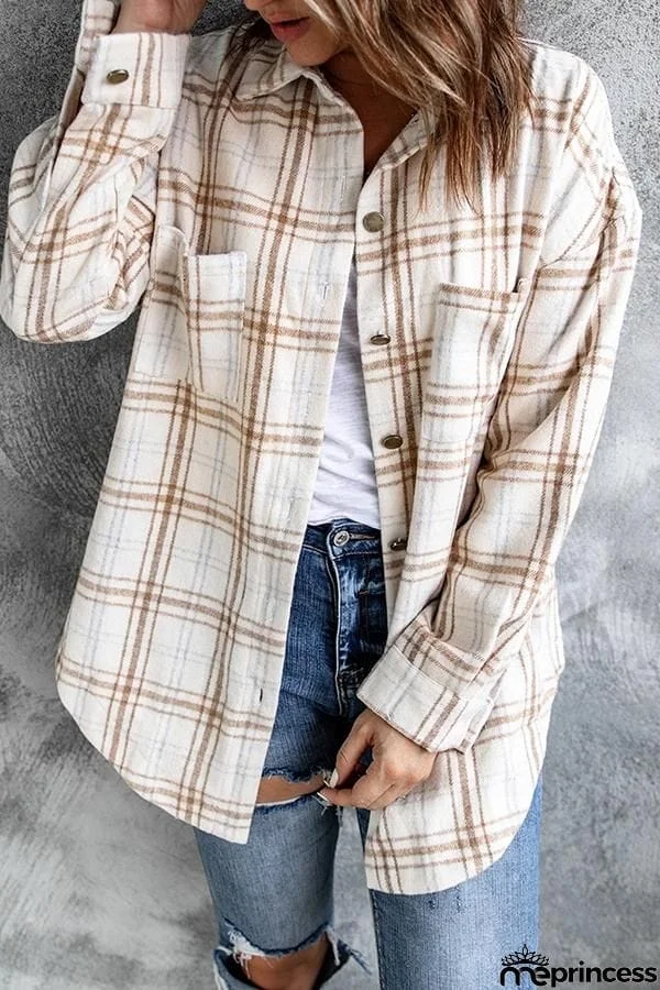 Lapel Plaid Button Down Shacket