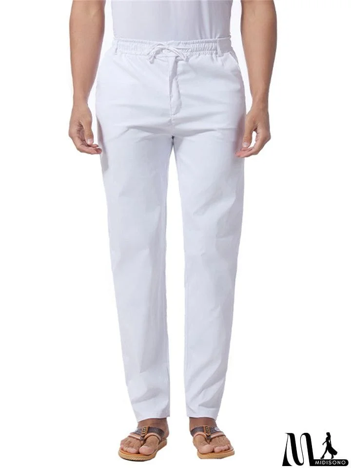 MidiSono - Men's Super Comfort Elastic Waist Cotton Blend Casual Pants