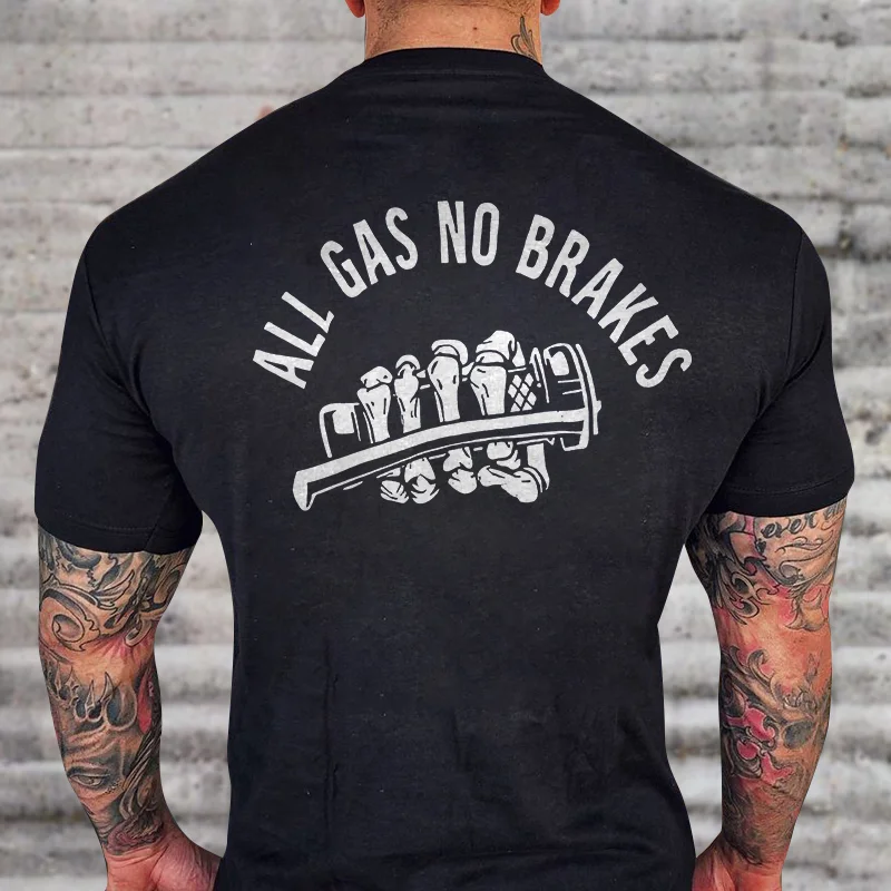 Livereid All Gas No Brakes Skull Print T-shirt - Livereid