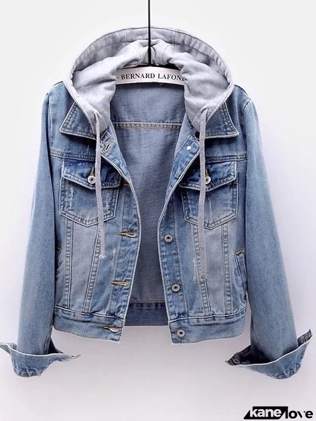 Women's Denim Jacket Hoodie Jacket Outdoor Street Daily Spring Summer Regular Coat Regular Fit Breathable Streetwear